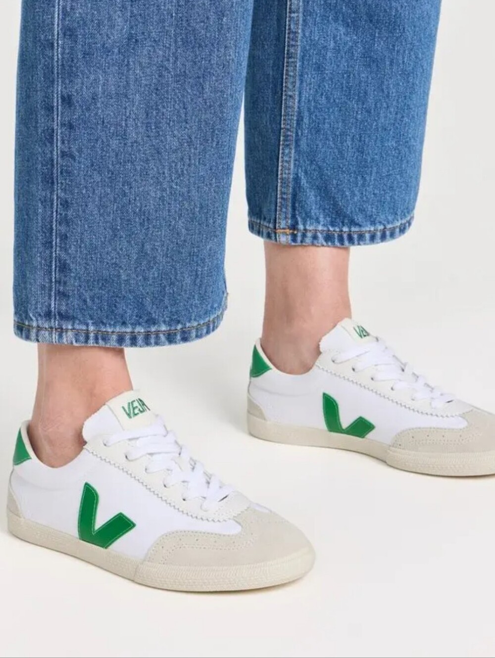 Veja Volley Canvas White/ Emeraude Low Top Sneakers - Picture 5 of 14